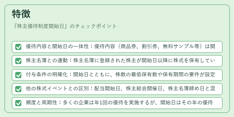 特徴（株主優待制度開始日）の図解