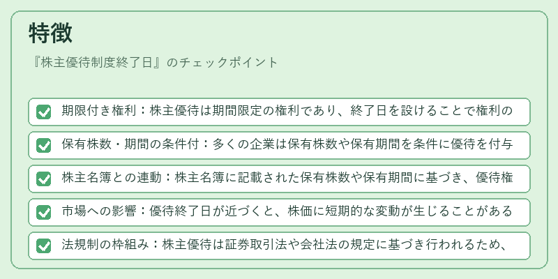 特徴（株主優待制度終了日）の図解