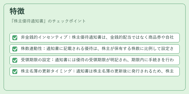 特徴(株主優待通知書)の図解