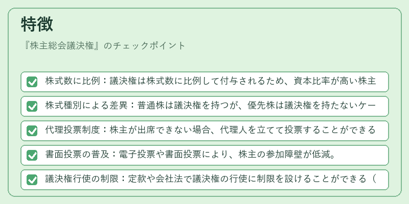特徴(株主総会議決権)の図解