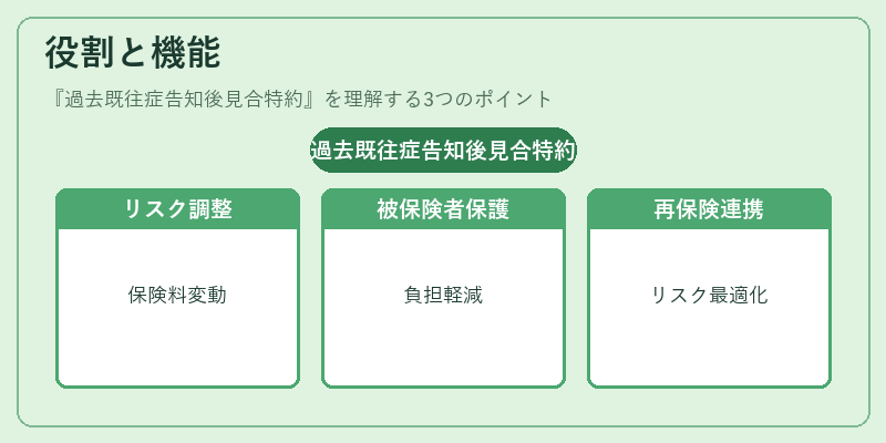 役割と機能（過去既往症告知後見合特約）の図解