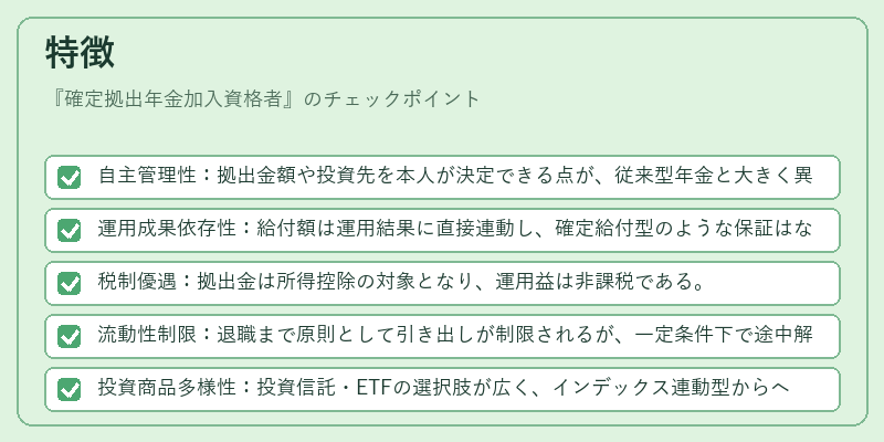 特徴（確定拠出年金加入資格者）の図解