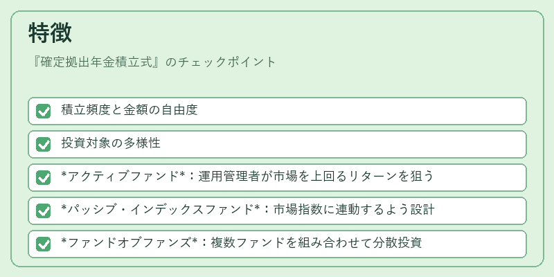 特徴（確定拠出年金積立式）の図解