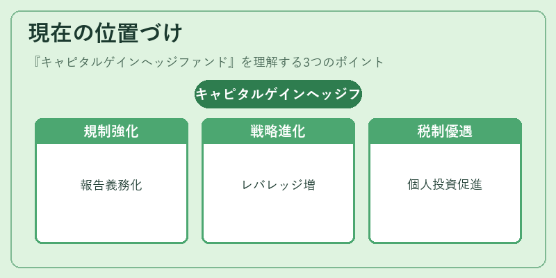 現在の位置づけ(キャピタルゲインヘッジファンド)の図解