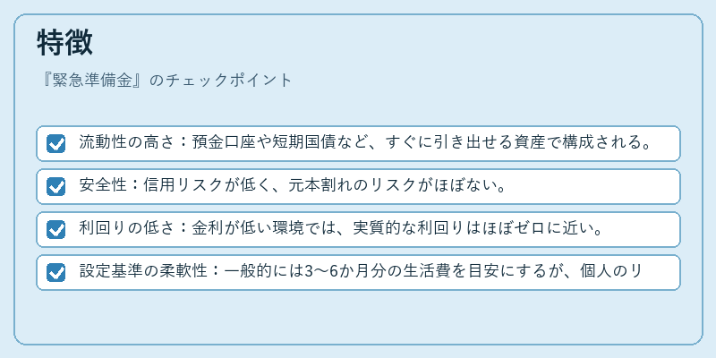 特徴（緊急準備金）の図解