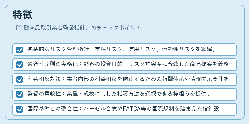 特徴（金融商品取引業者監督指針）の図解