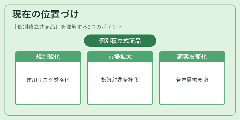 現在の位置づけ（個別積立式商品）の図解