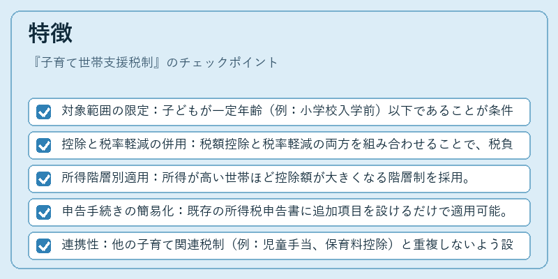特徴（子育て世帯支援税制）の図解