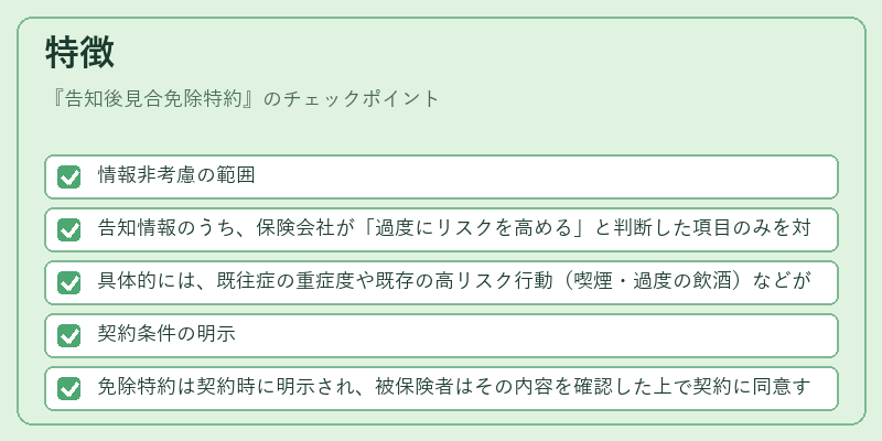 特徴（告知後見合免除特約）の図解