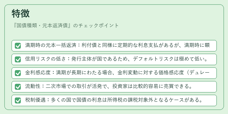 特徴（国債種類・元本返済債）の図解