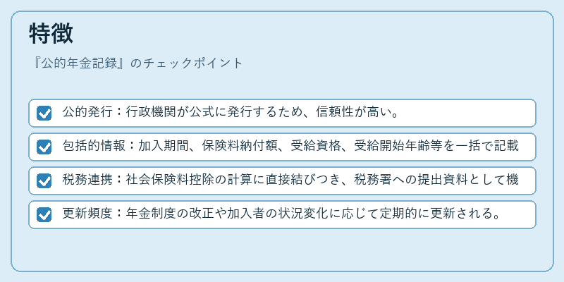 特徴（公的年金記録）の図解
