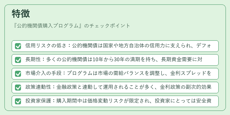 特徴(公的機関債購入プログラム)の図解