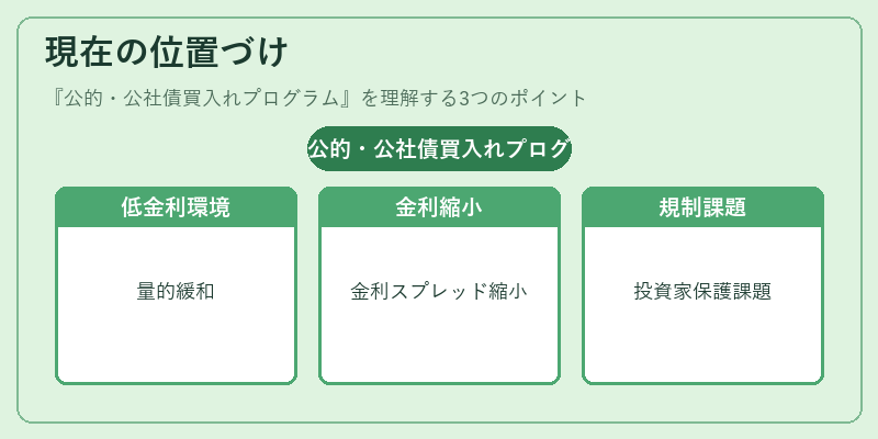現在の位置づけ（公的・公社債買入れプログラム）の図解