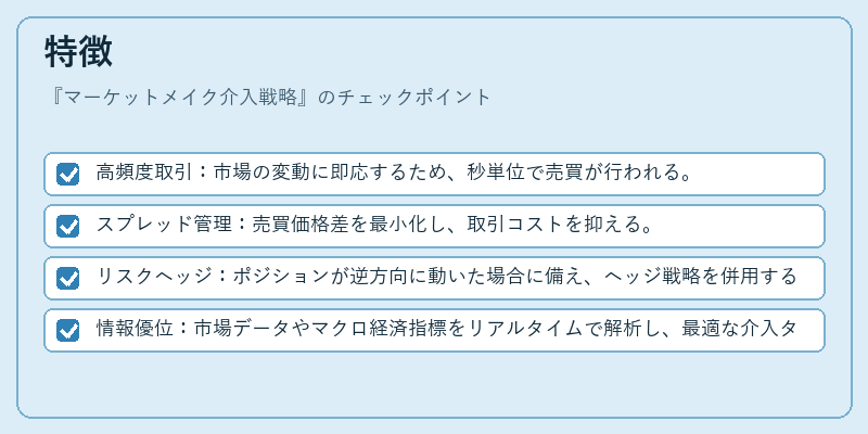 特徴（マーケットメイク介入戦略）の図解