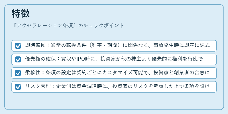 特徴（アクセラレーション条項）の図解