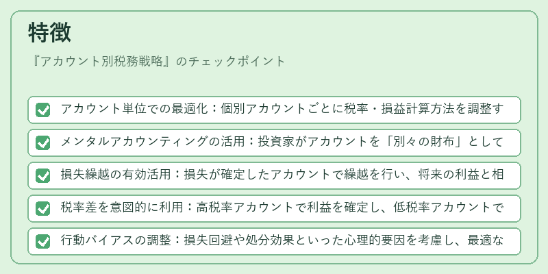 特徴（アカウント別税務戦略）の図解