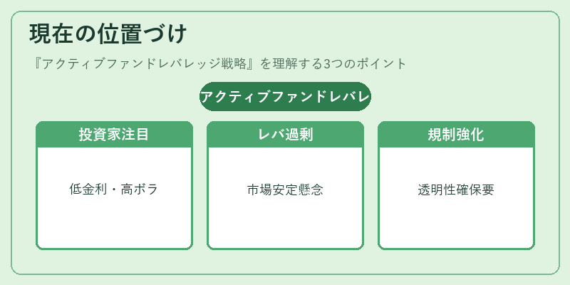 現在の位置づけ（アクティブファンドレバレッジ戦略）の図解