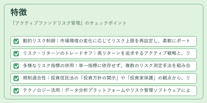 特徴（アクティブファンドリスク管理）の図解
