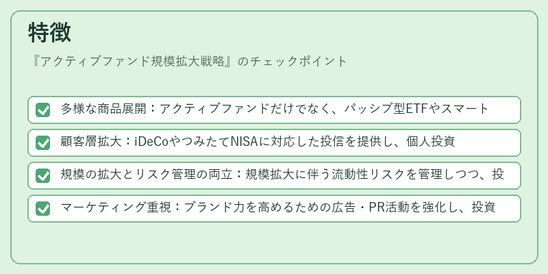 特徴（アクティブファンド規模拡大戦略）の図解