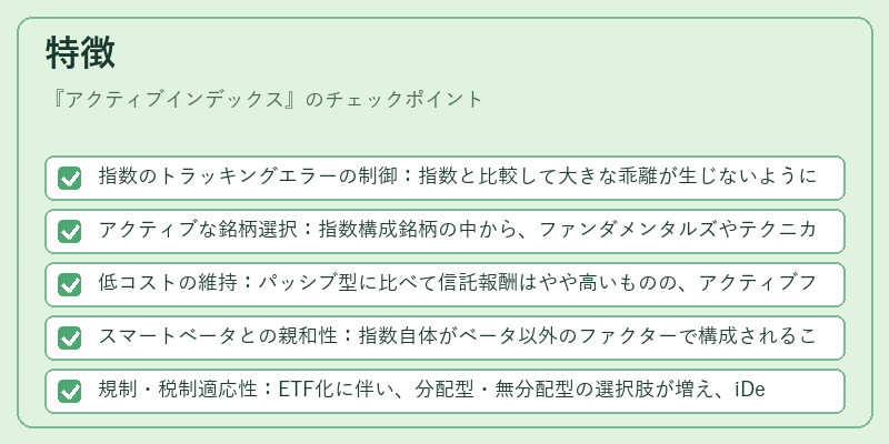 特徴（アクティブインデックス）の図解