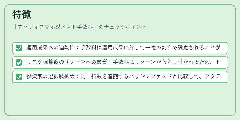 特徴(アクティブマネジメント手数料)の図解