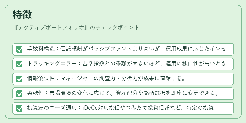 特徴（アクティブポートフォリオ）の図解