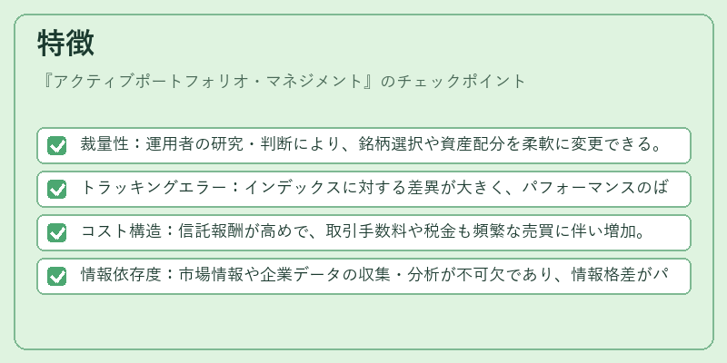 特徴（アクティブポートフォリオ・マネジメント）の図解