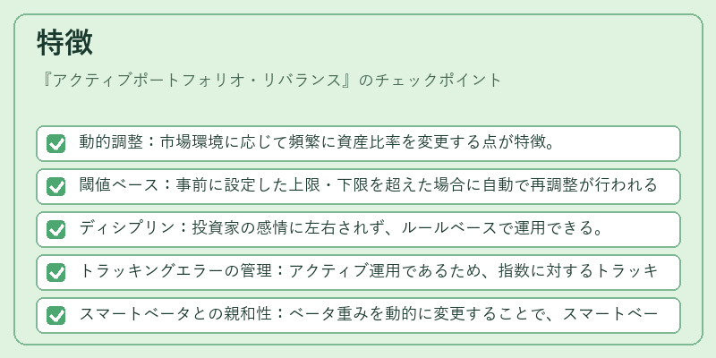 特徴（アクティブポートフォリオ・リバランス）の図解
