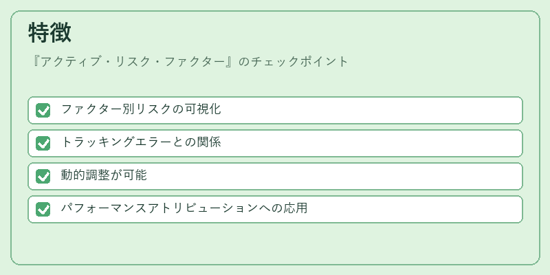 特徴（アクティブ・リスク・ファクター）の図解