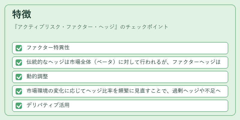 特徴（アクティブリスク・ファクター・ヘッジ）の図解