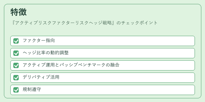 特徴（アクティブリスクファクターリスクヘッジ戦略）の図解