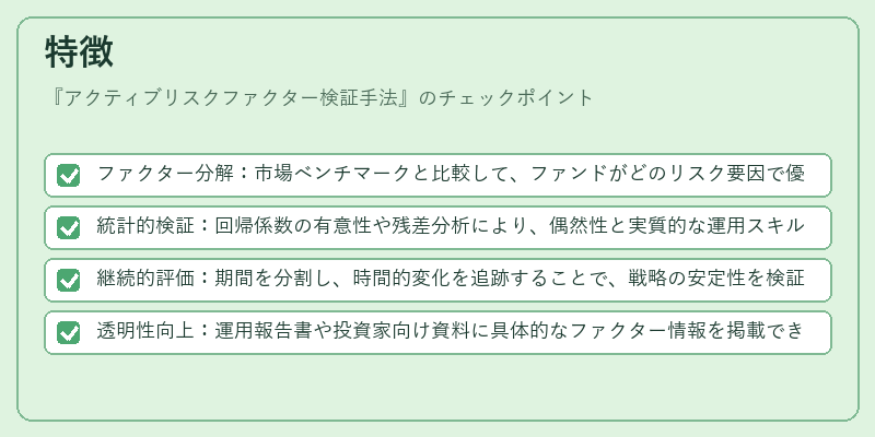 特徴（アクティブリスクファクター検証手法）の図解