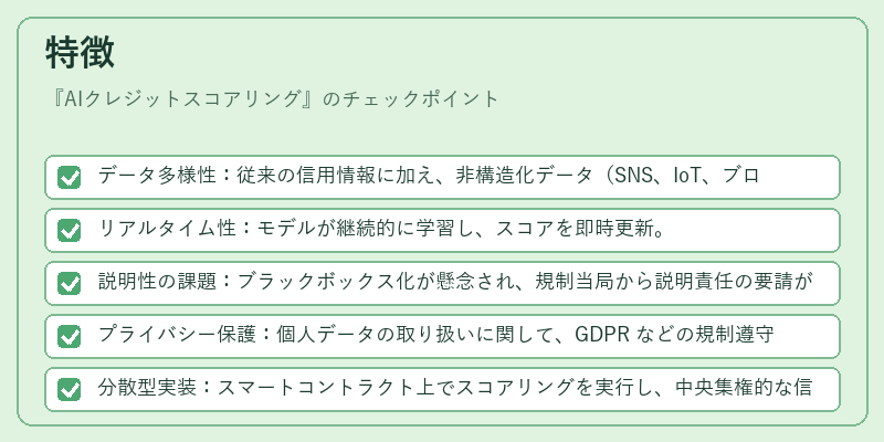 特徴（AIクレジットスコアリング）の図解