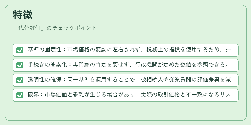 特徴（代替評価）の図解