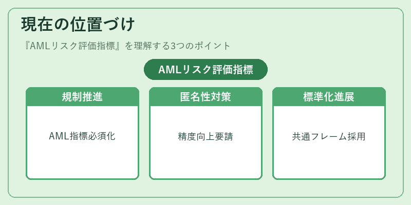 現在の位置づけ（AMLリスク評価指標）の図解