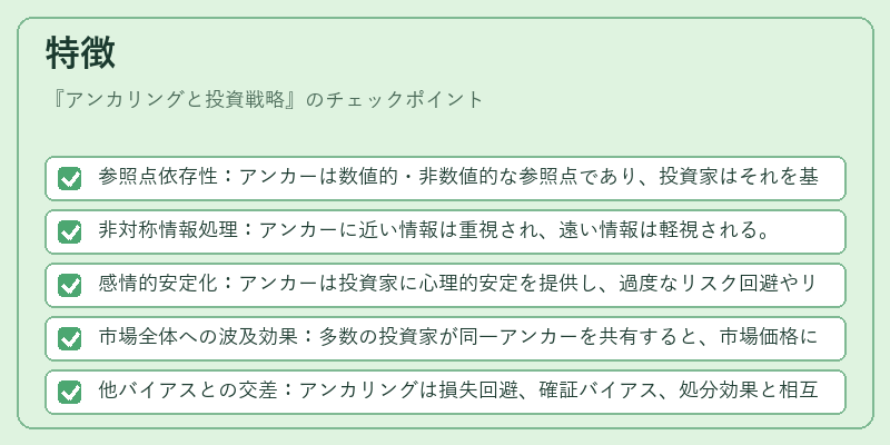 特徴（アンカリングと投資戦略）の図解
