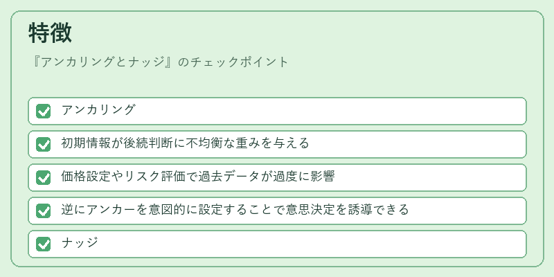 特徴（アンカリングとナッジ）の図解