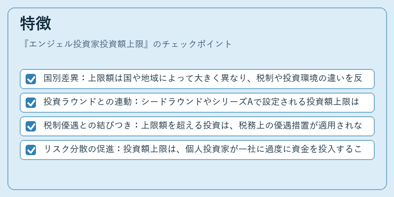 特徴（エンジェル投資家投資額上限）の図解
