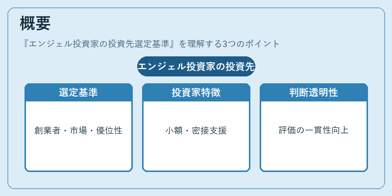 概要（エンジェル投資家の投資先選定基準）の図解