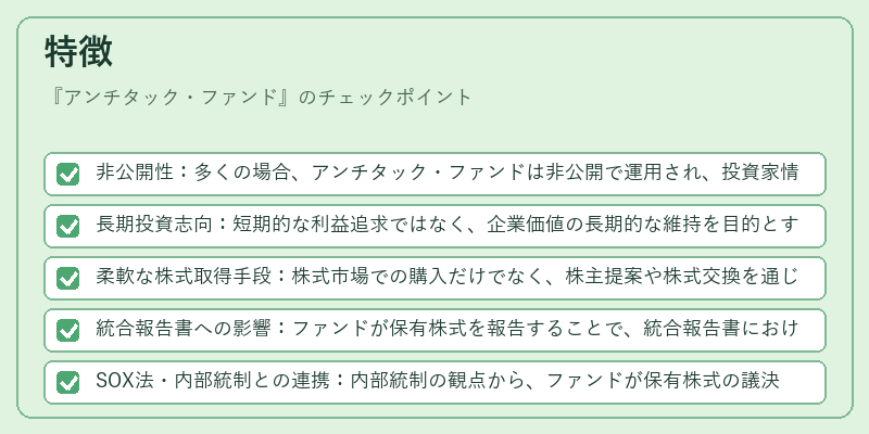 特徴（アンチタック・ファンド）の図解