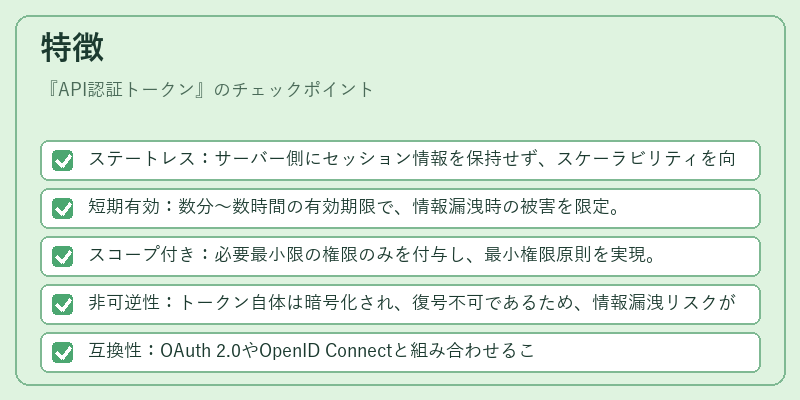 特徴（API認証トークン）の図解