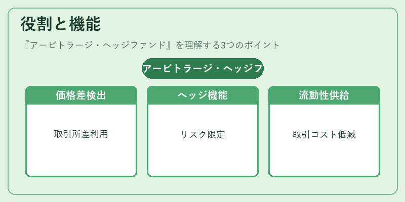 役割と機能（アービトラージ・ヘッジファンド）の図解