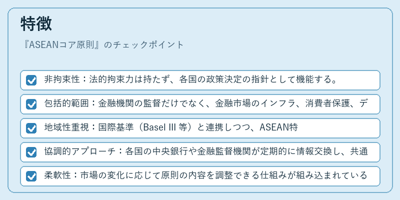 特徴（ASEANコア原則）の図解