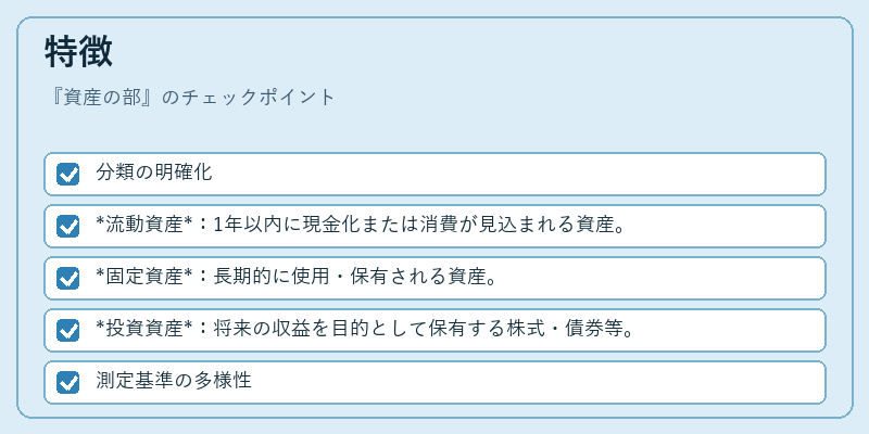 特徴（資産の部）の図解