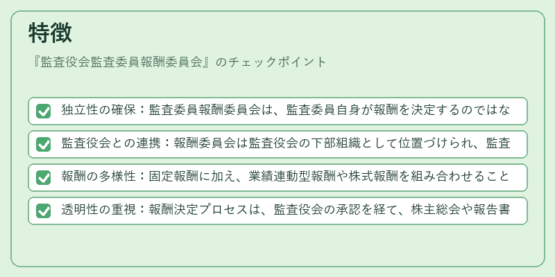 特徴(監査役会監査委員報酬委員会)の図解