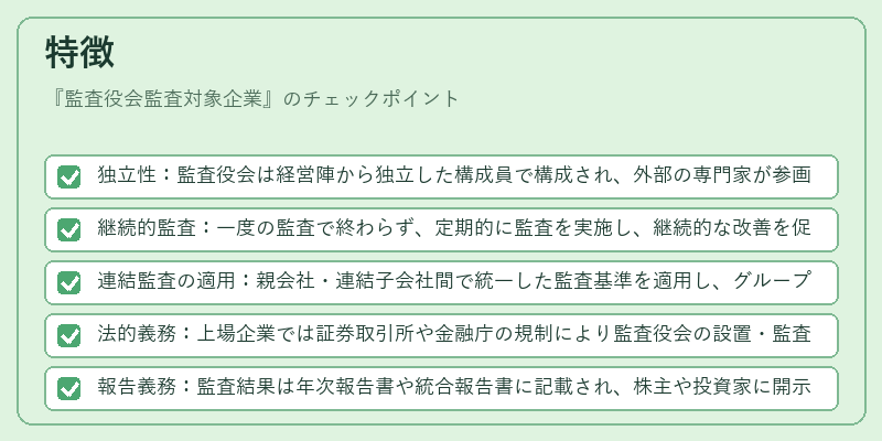 特徴（監査役会監査対象企業）の図解