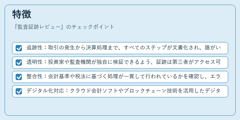 特徴（監査証跡レビュー）の図解