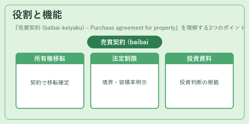 役割と機能(売買契約 (baibai‑keiyaku) – Purchase agreement for property)の図解