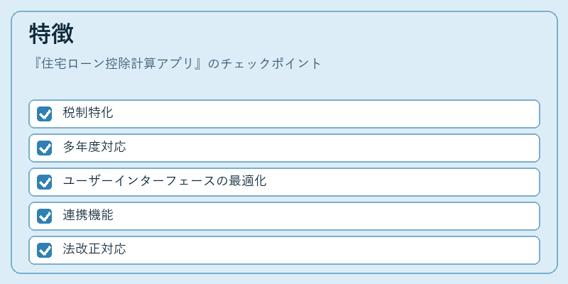 特徴（住宅ローン控除計算アプリ）の図解