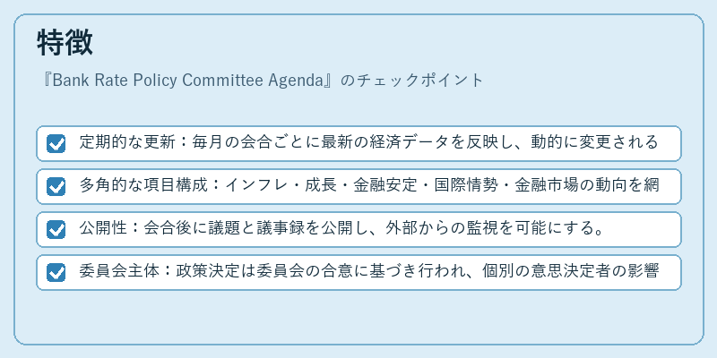 特徴(Bank Rate Policy Committee Agenda)の図解